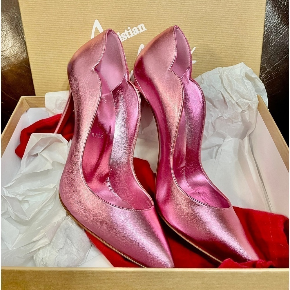 Christian Louboutin HotChick EU37.5 rose gold kid iridescent leather. 100mm - Picture 6 of 10